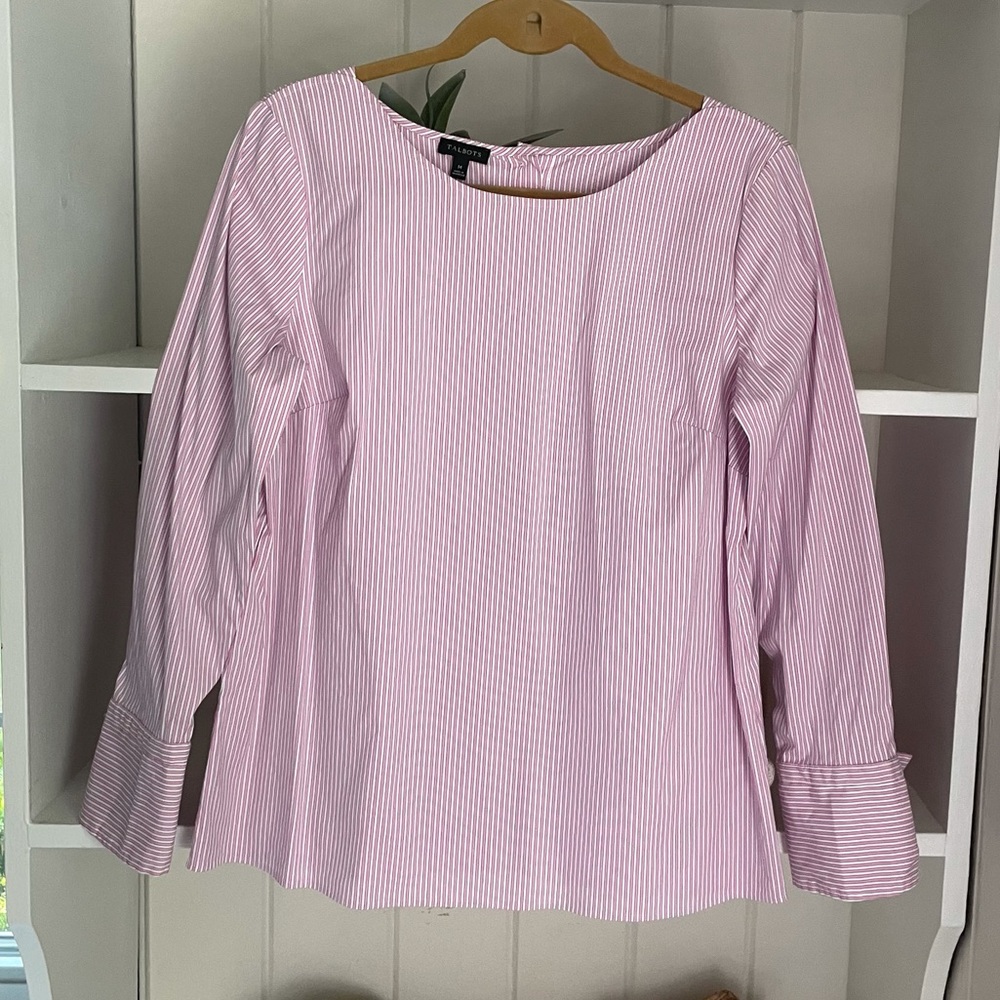 Talbots Pink Striped Blouse Size M